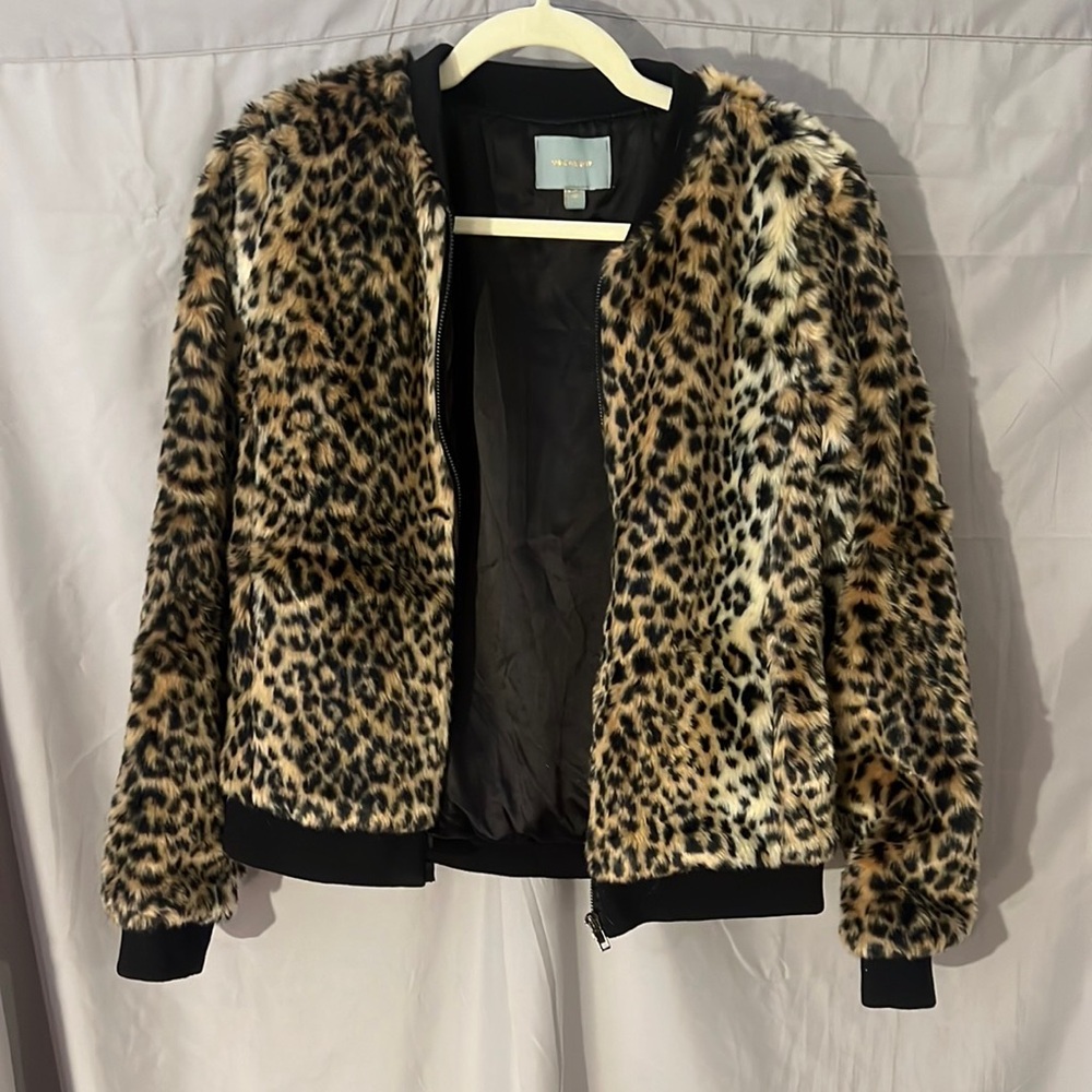 Leopard Print Faux Fur Jacket